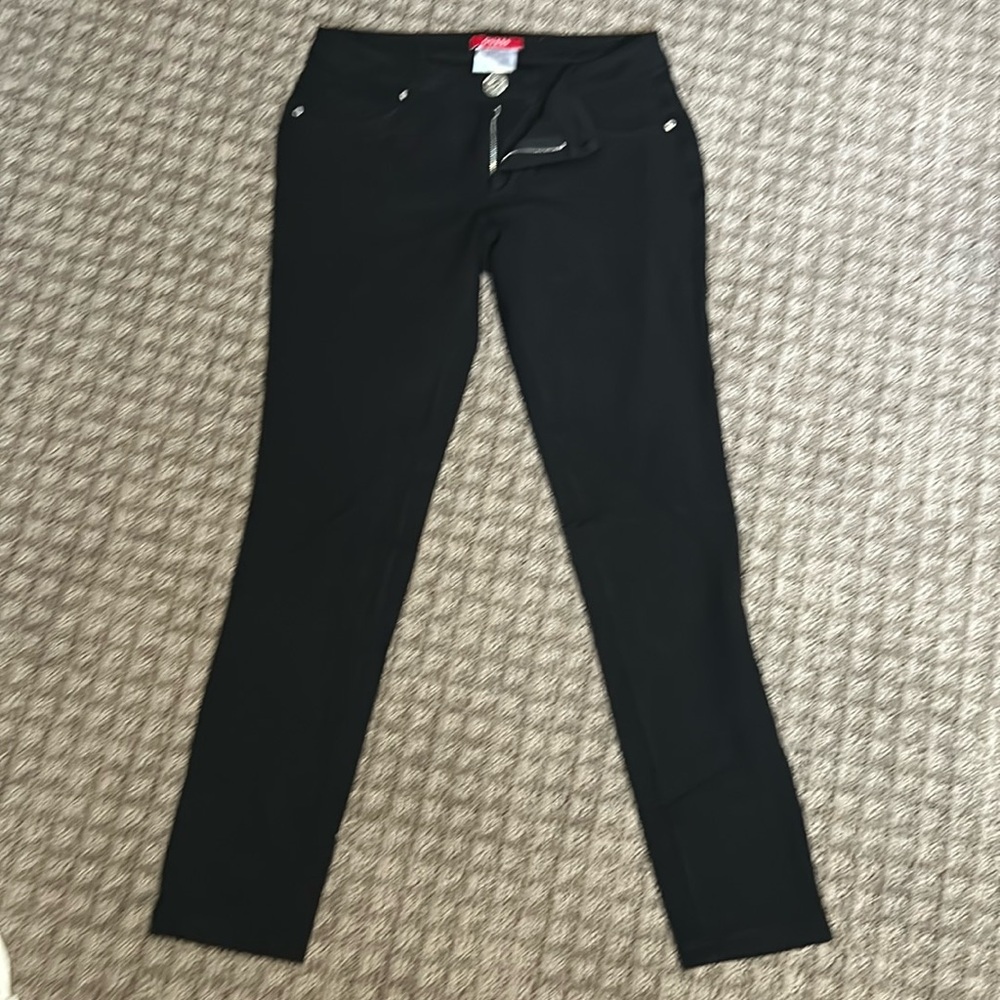 Guess black pants with front zipper.